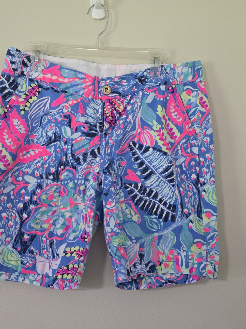 Lilly Pulitzer Blue Tropical Floral Print Bermuda Shorts